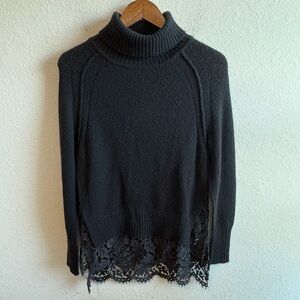 Brochu Walker Black Lace Turtleneck Sweater